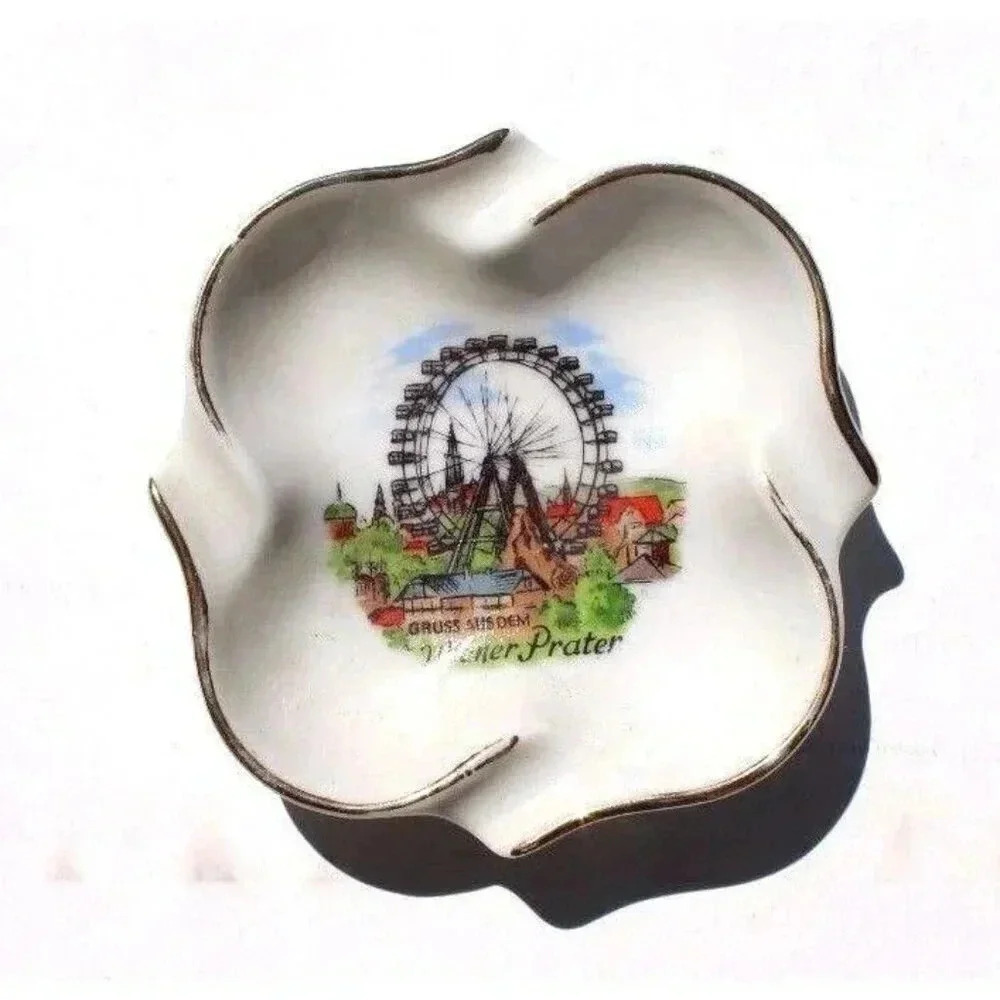 Vintage Porcelain Ashtray Gruss Aus Dem Wiener Prater ASHTRAY / RING Dish